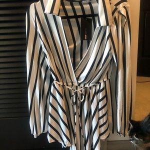 Black and white striped romper